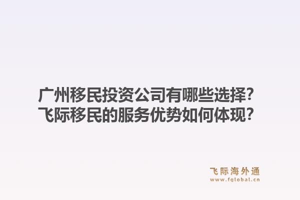 广州移民投资公司有哪些选择？飞际移民的服务优势如何体现？