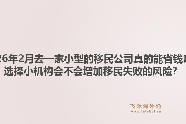 2026年2月去一家小型的移民公司真的能省钱吗？选择小机构会不会增加移民失败的风险？