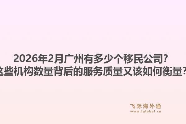 2026年2月广州有多少个移民公司？这些机构数量背后的服务质量又该如何衡量？